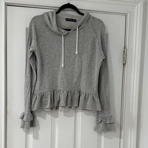 Generation Love Light Gray Ruffle Hem Hoodie